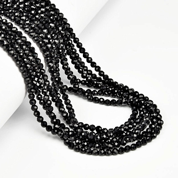 Намистини Агат чорний, Натур. камінь, 3 мм, Круглі грановані (BUS-056125)