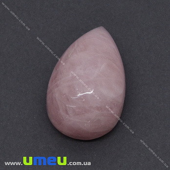 Кабошон нат. камінь Кварц рожевий, Крапля, 39х25 мм (KAB-036163)