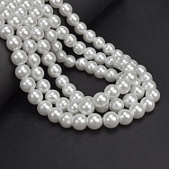 Бусины стеклянные Жемчуг, 10 мм, Белые, Круглые (BUS-052141)