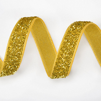 Лента бархатная с люрексом, 10 мм, Золотистая (LEN-060303)