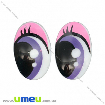 Глазки клеевые овальные, 25х16 мм, Розовые, 1 пара (DIF-021161)