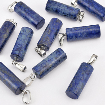 Підвіска Циліндр, Натур. камінь Ляпіс Лазурит, 26х8 мм (POD-058609)