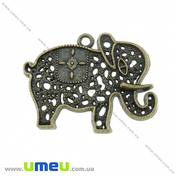 Підвіска метал. Слон, 28х37 мм, Антична бронза (POD-021074)
