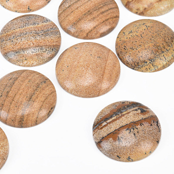 Кабошон нат. камінь Яшма пейзажна, Круглий, 25 мм (KAB-002658)