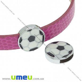 [Архів] Намистина під ремінець М'яч, 13 мм, Темне срібло (BUS-036287)