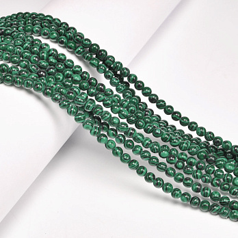 Намистини Малахіт, Синт. камінь, 4 мм, Круглі (BUS-053932)
