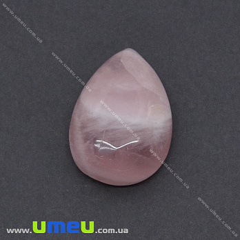 Кабошон нат. камінь Кварц рожевий, Крапля, 34х24 мм (KAB-036164)