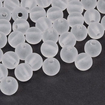 Бусины акриловые матовые, Круглые, 8 мм, Белые (BUS-059759)