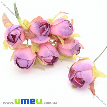 Бутон розы на проволоке, 15 мм, Сиренево-розовый, 1 шт (DIF-025687)