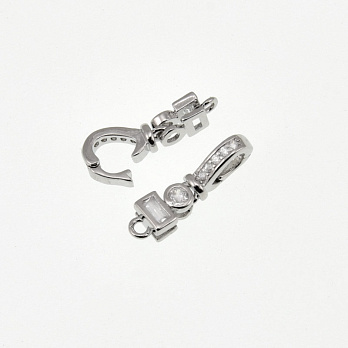 Застёжка, 15х4 мм, Латунь с покрытием Родий, Куб. цирконий (ZAM-060850)