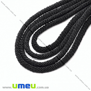 Шнур крученый полиэстеровый, Черный, 4 мм, 1 м (LEN-011173)
