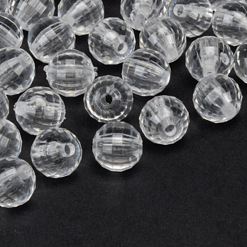 Намистини для сумок ОПТ, Акрилові, Круглі грановані, 9,5 мм, Прозорі (BUS-059779)