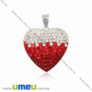 Подвеска из Серебра 925 с кристаллами Preciosa, Сердце красное, 24х24 мм (POD-005014)