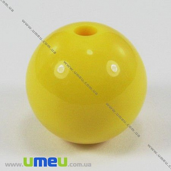 Бусина пластиковая Круглая, 18 мм, Желтая, 1 шт (BUS-002890)