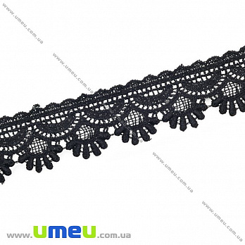 Кружево плетеное, 35 мм, Черное, 1 м (LEN-010481)