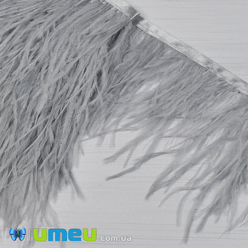 Перья страуса на ленте, 10-15 см, Серые, 10 см (PER-040315)