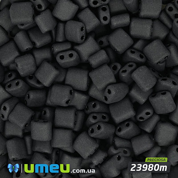 Бісер чеський Каро №23980m, 5х5 мм, Чорний натуральний матовий (BIS-032178)