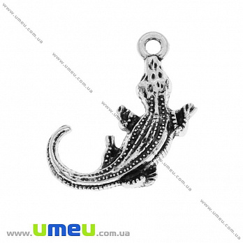 [Архів] Підвіска металева Крокодил, Античне срібло, 27х17 мм (POD-028288)