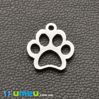 Підвіска з нержавіючої сталі Лапка, 13х12 мм, Темне срібло (STL-043147)