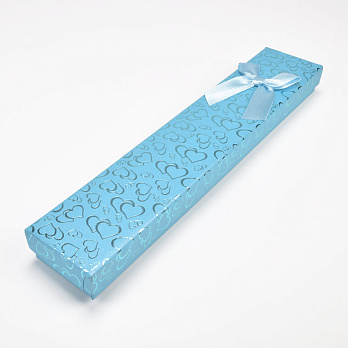 Подарункова коробочка Прямокутна з сердечками, 21х4х2 см, Бірюзова (UPK-035937)