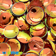 Пайетки Индия круглые, 15 мм, Зелено-оранжевые, 5 г (PAI-038093)