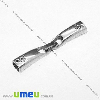 [Архів] Застібка для вклеювання шнура, Античне срібло, 46х8 мм (ZAM-007690)