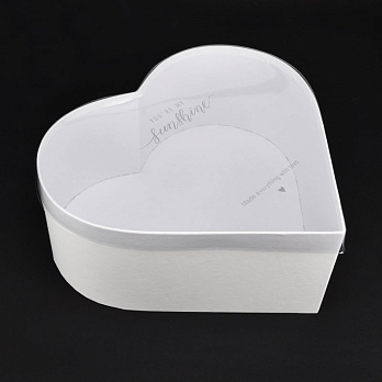 Подарункова коробка Серце з прозорою кришкою, 28х25х11 см, Біла (UPK-060647)