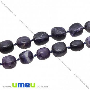 [Архів] Намистина натуральний камінь Аметист темний, 15х12х12 мм, прямокутна (BUS-035369)