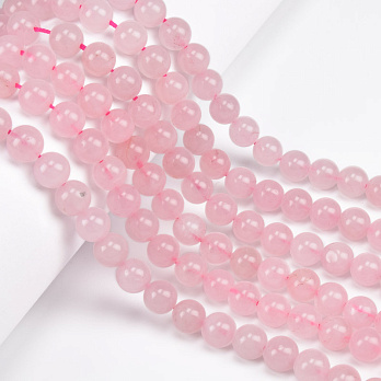 Намистини Кварц рожевий, Натур. камінь, 8,5 мм, Круглі, 38 см (BUS-051659)