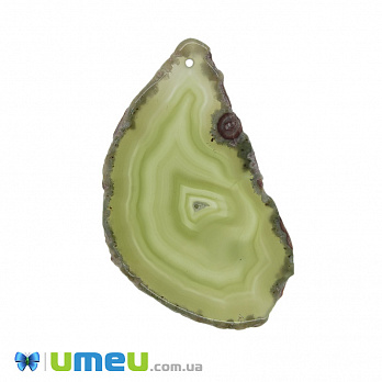 Зріз Агата, Оливковий, 77х44 мм (POD-011968)