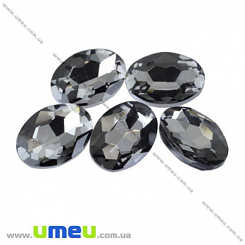 Ріволі скляний, Овал гранований, 18х13 мм, Сірий (KAB-009440)