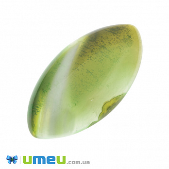 Кабошон нат. камень Агат Бразильский зеленый, Лодочка, 40х20 мм, 1 шт (KAB-042770)