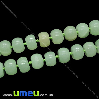 [Архив] Бусина натуральный камень Оникс зеленый, 12х8 мм, Бочонок, 1 шт (BUS-027231)