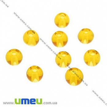 [Архів] Намистина скляна, 4 мм, Кругла, Янтарна (BUS-002857)