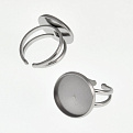 Кольцо из нерж. стали под кабошон 16 мм, Темное серебро (OSN-060537)