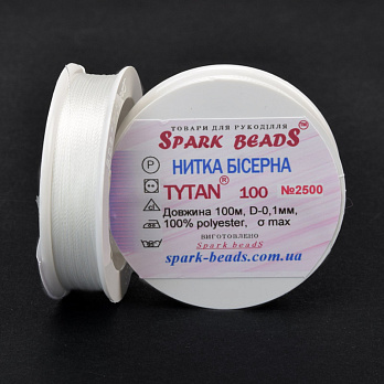 Нитка для бісеру Титан 100, Біла №2500, 100 м (MUL-010597)