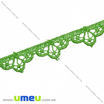 Кружево плетеное, 15 мм, Зеленое, 1 м (LEN-010471)