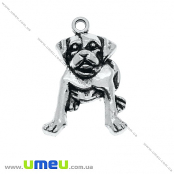 Подвеска металлическая Собака, Античное серебро, 26х18 мм, 1 шт (POD-004712)