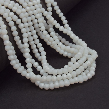 Бусины круглые граненые, 4 мм, Белые  (BUS-049327)