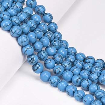 Намистини Бірюза, Синт. камінь, 10 мм, Круглі (BUS-056103)