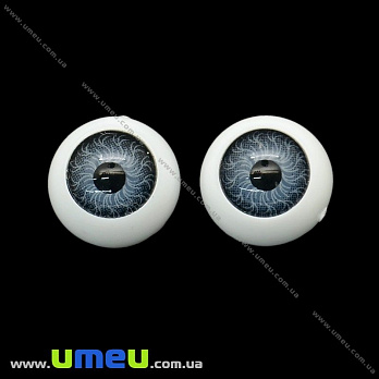 Глазки клеевые для кукол, 12 мм, Серые, 1 пара (DIF-023222)