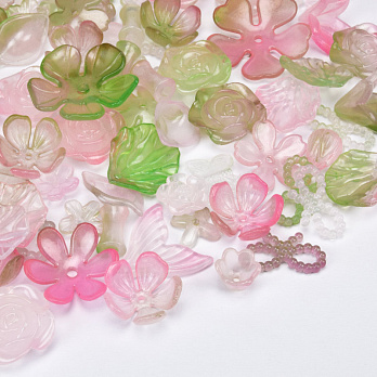 Намистини пластикові, Мікс рожево-зелений (BUS-062013)