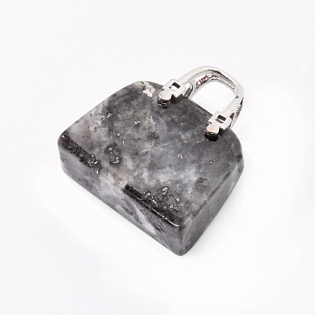 Підвіска Сумочка, Натур. камінь Лабрадорит, 28х25х10 мм (POD-054420)