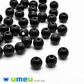 Бусины пластиковые Круглые, 8 мм, Черные (BUS-028494)