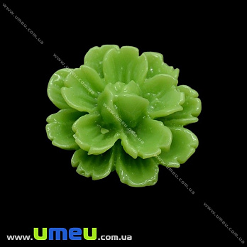 Кабошон з полімерної глини Квіточка зелений, 13 мм (KAB-011743)