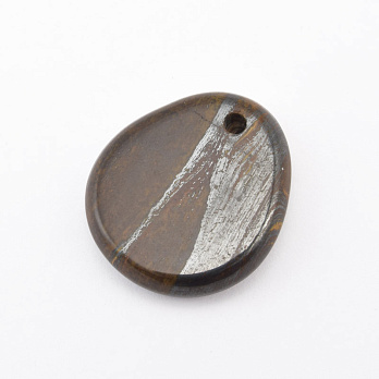 Подвеска Капля плоская, Натур. камень Тигровый глаз, 28х25 мм (POD-058650)