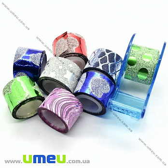 Декоративний скотч гліттерний з дозатором, Мікс, 12 мм (DIF-022571)