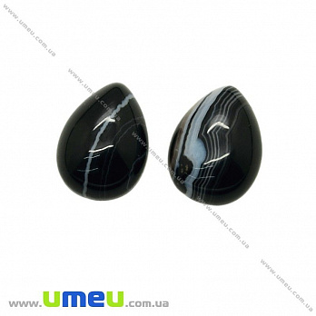 Кабошон нат. камінь Агат чорний, Крапля, 13х10 мм (KAB-020568)