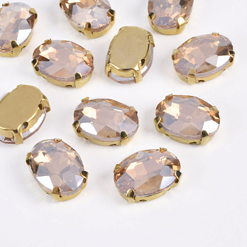 Шатон овальний 14х10 мм, Золото, Бежевий (KAB-052984)