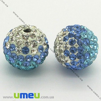 [Архів] Намистина Шамбала триколірна, 12 мм, Блакитна, Клас А (BUS-004110)